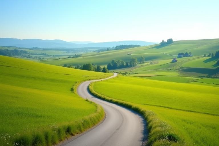 Scenic view of a road through the Czech countryside